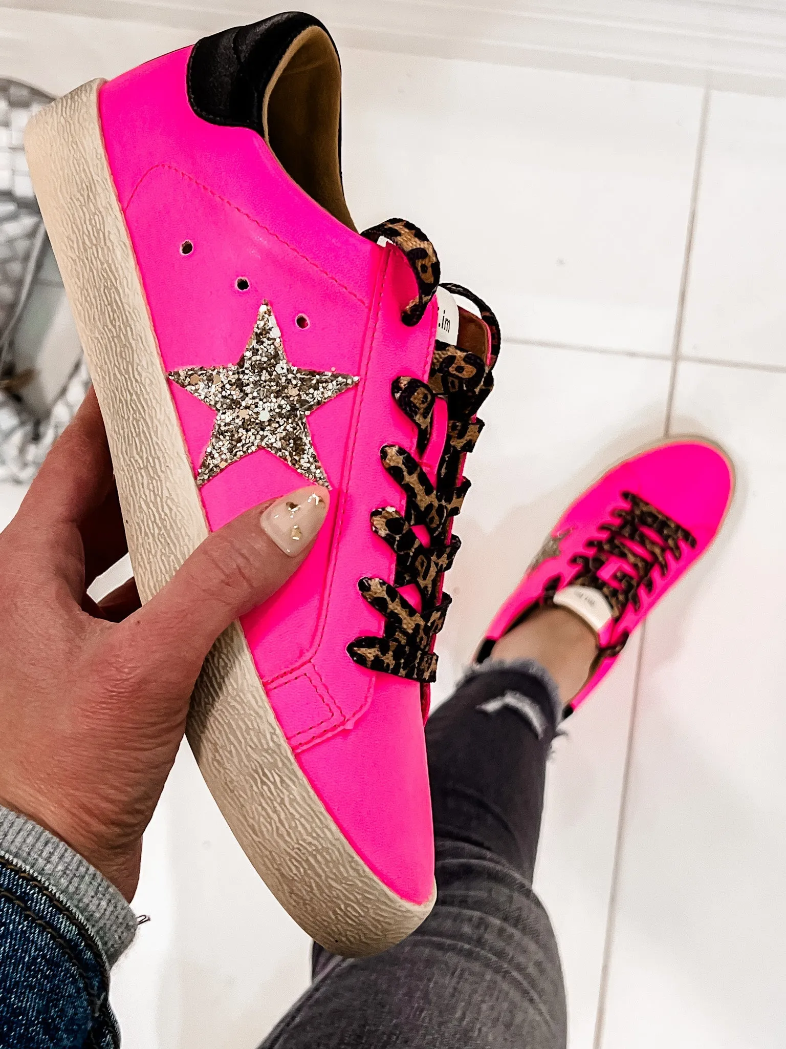 Neon Pink Star Sneaker