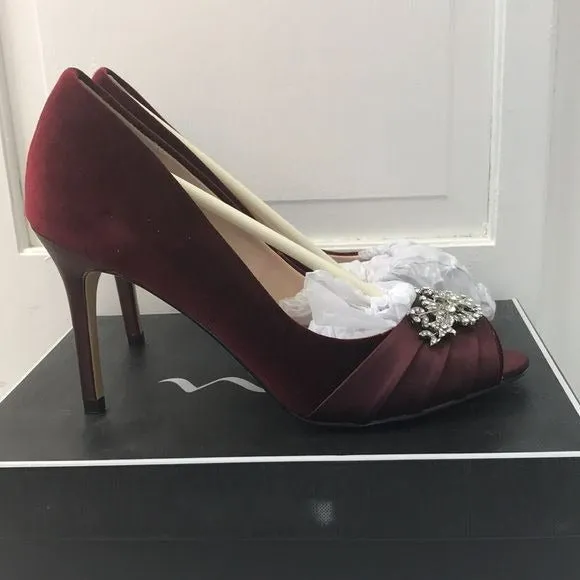 NINA Rumina2 Merlot Romance Open Toe Heels Size 8.5M (new in box)