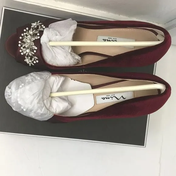 NINA Rumina2 Merlot Romance Open Toe Heels Size 8.5M (new in box)