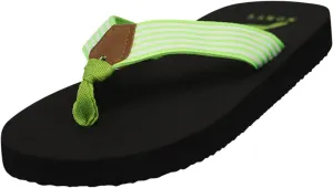 Norty WOMENS 5-10 SANDAL FLIP FLOP BLACK LIME