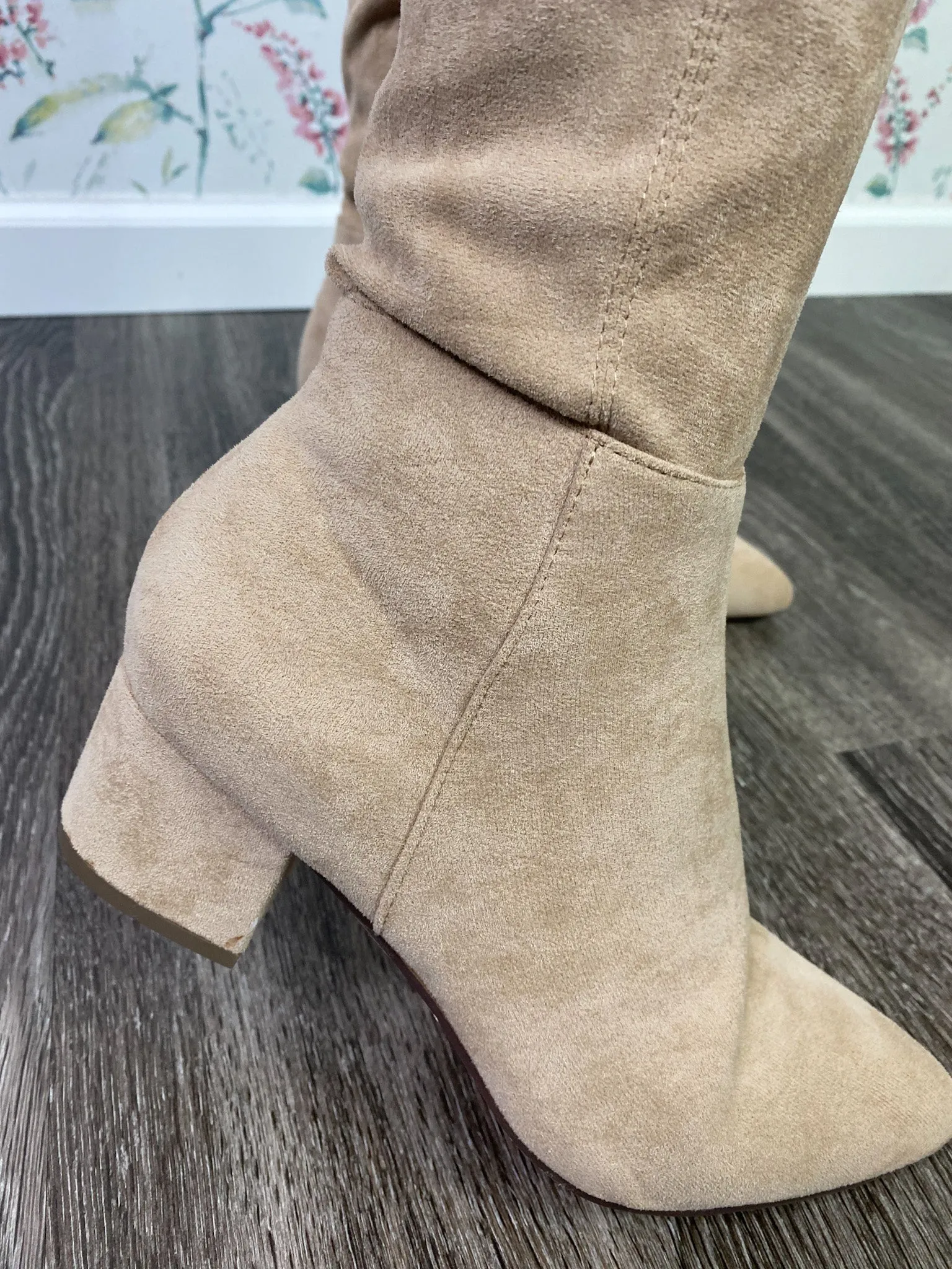 Nude Over the Knee Suede Boots