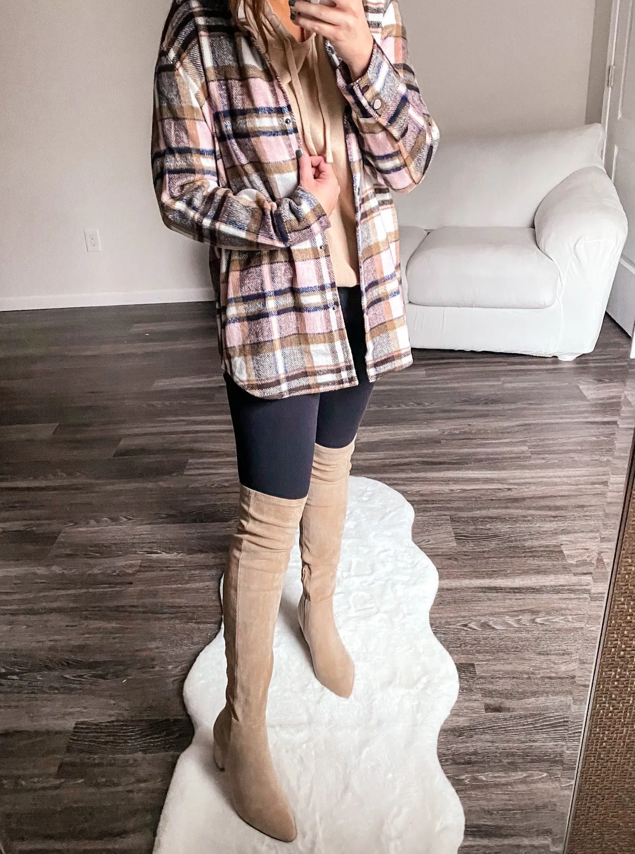 Nude Over the Knee Suede Boots