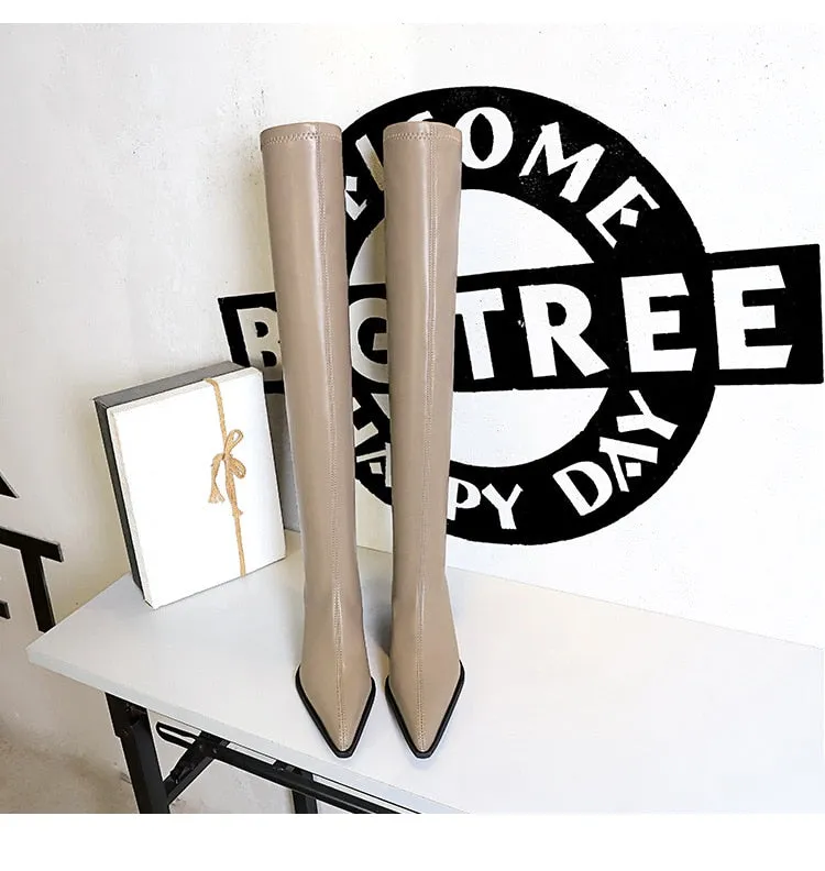 Over Knee High Boots Vegan Leather Boots