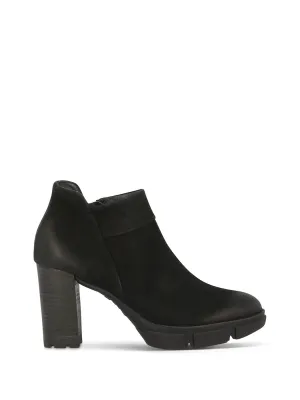 PAUL GREEN PRANK BLACK LEATHER NUBUCK ANKLE BOOTS
