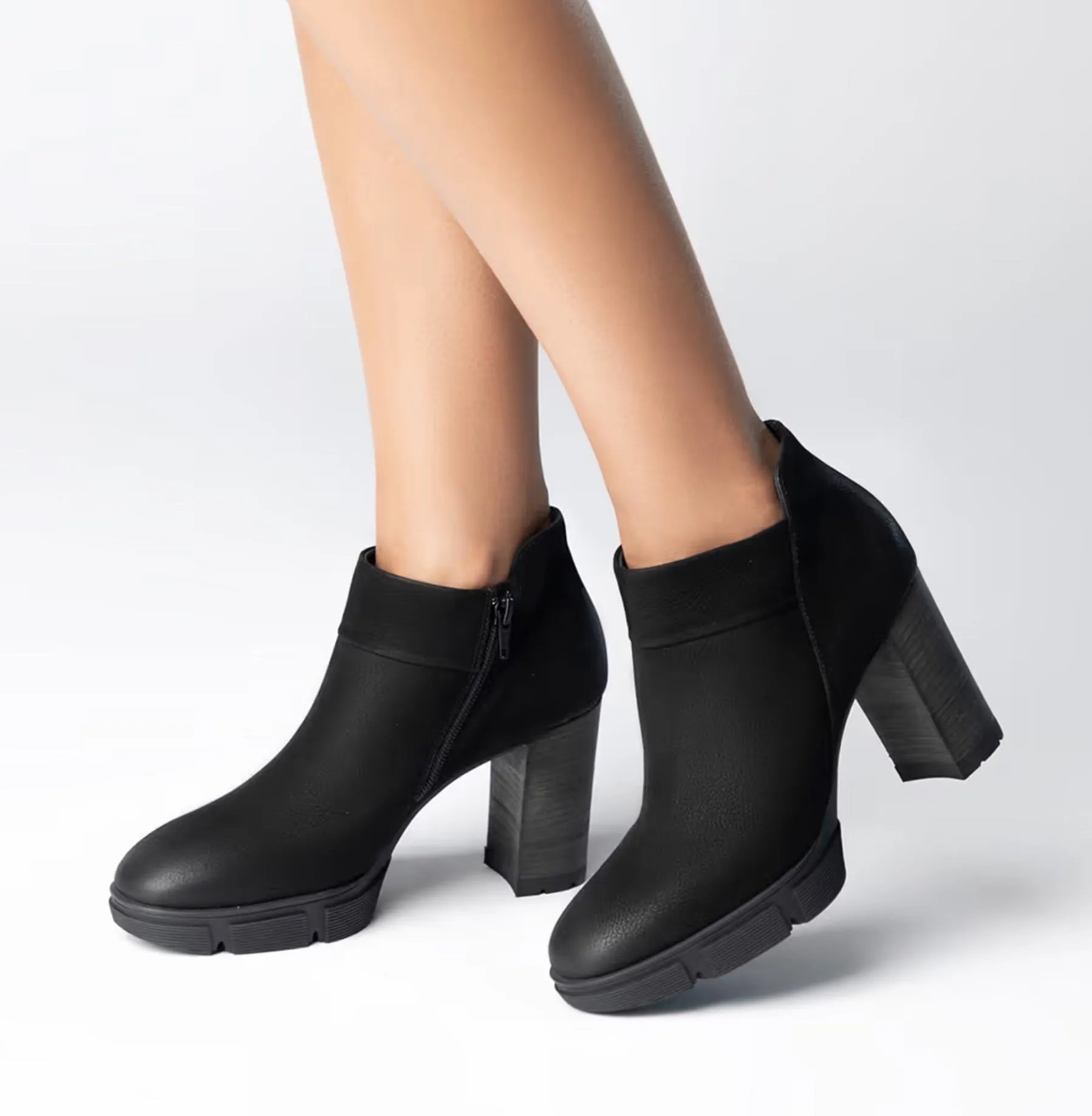PAUL GREEN PRANK BLACK LEATHER NUBUCK ANKLE BOOTS