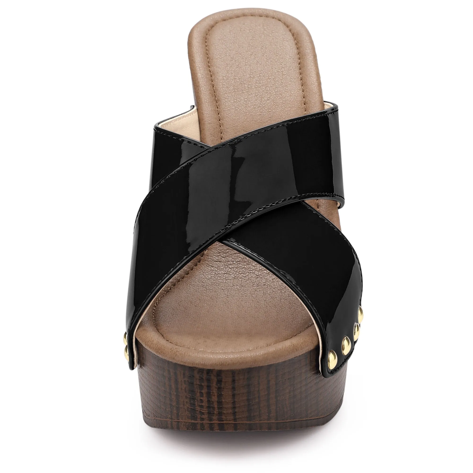 Perphy Criss Cross Strap Platform Block Heel Slipper On Sandals