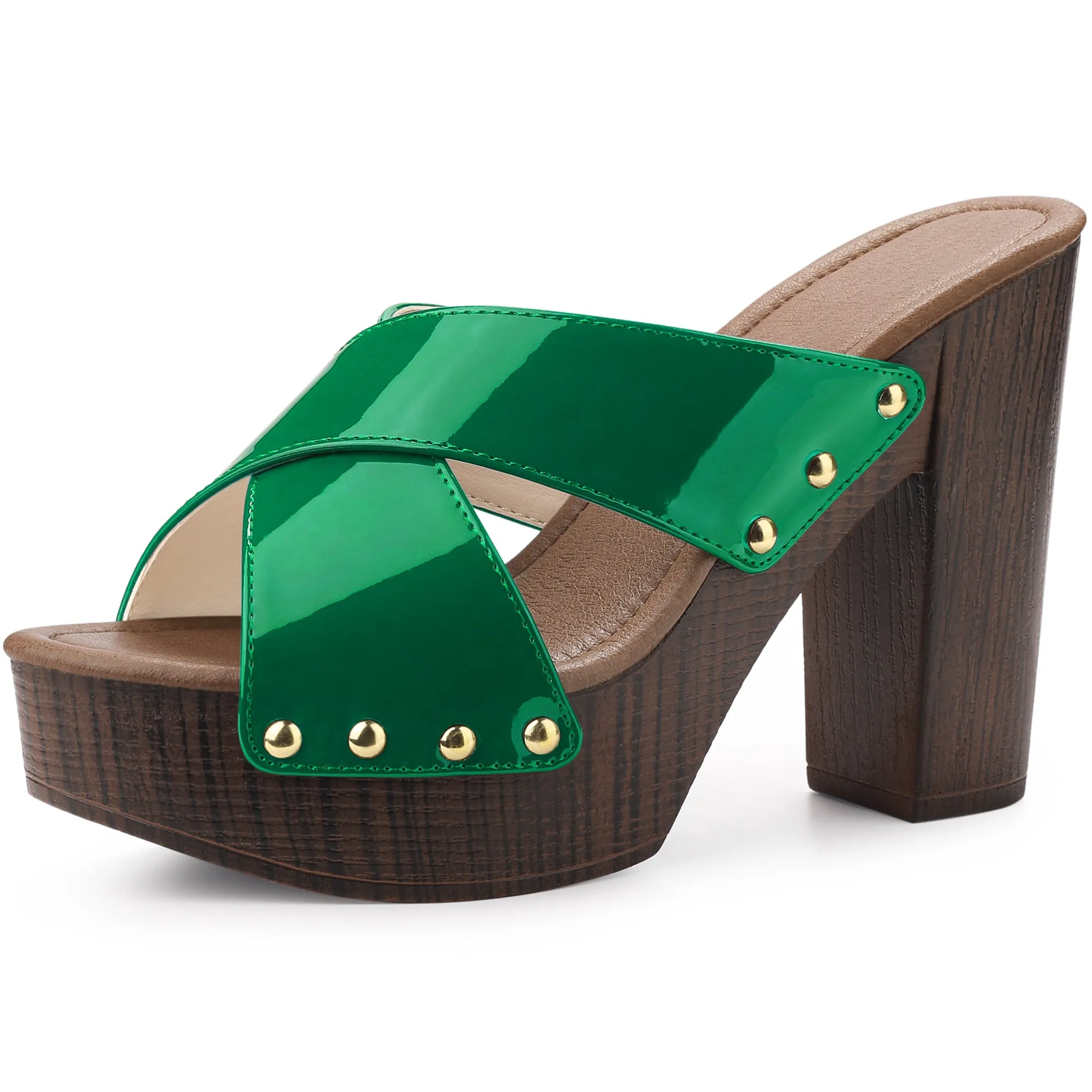 Perphy Criss Cross Strap Platform Block Heel Slipper On Sandals