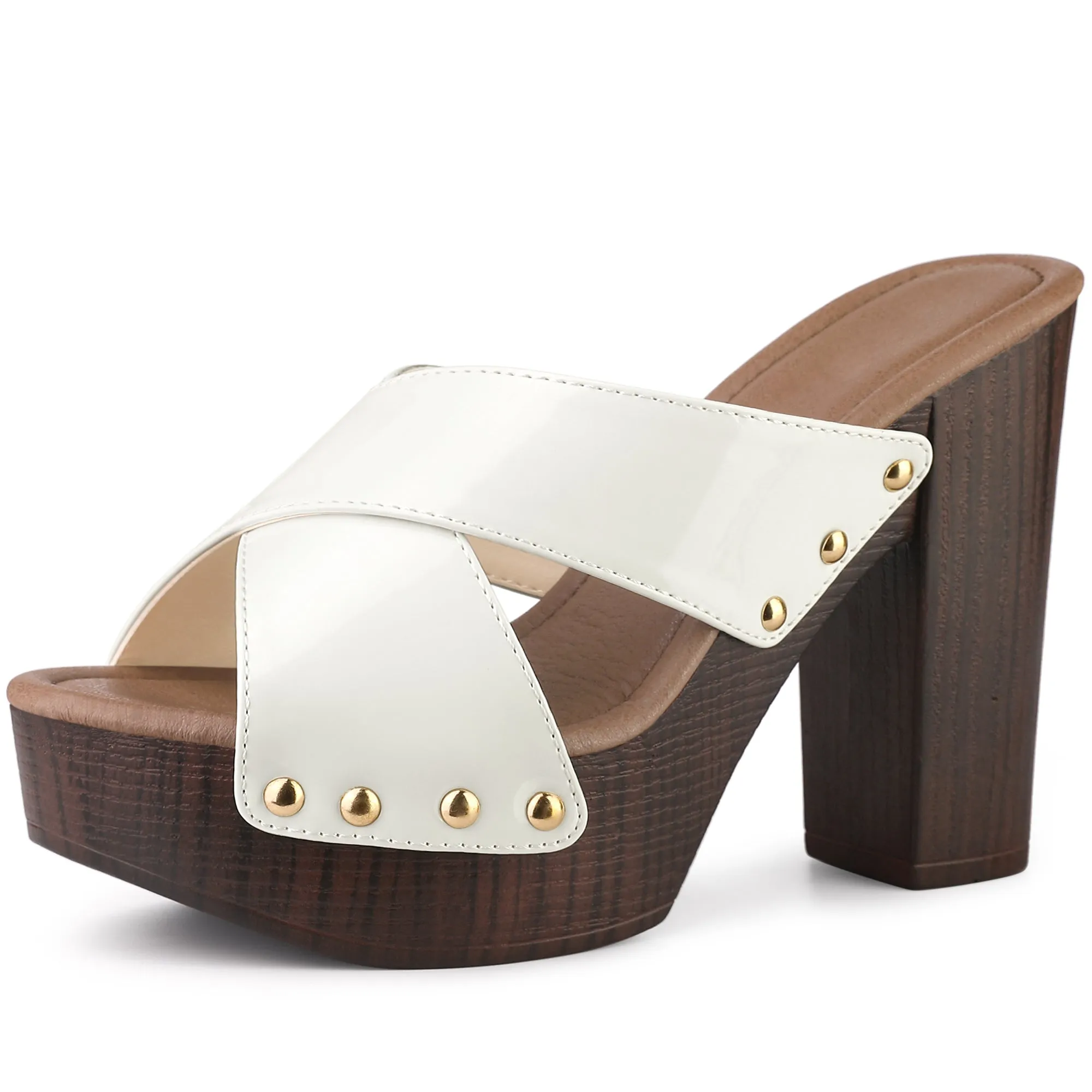 Perphy Criss Cross Strap Platform Block Heel Slipper On Sandals