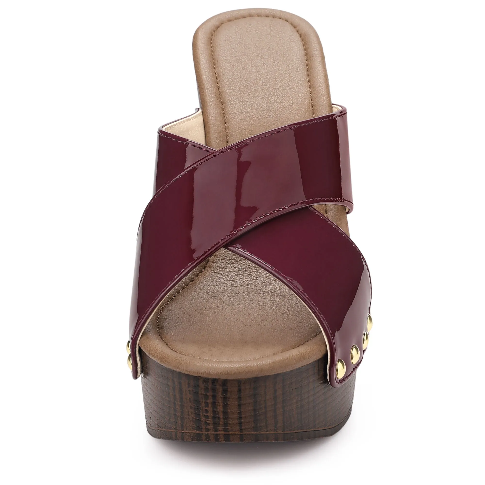 Perphy Criss Cross Strap Platform Block Heel Slipper On Sandals