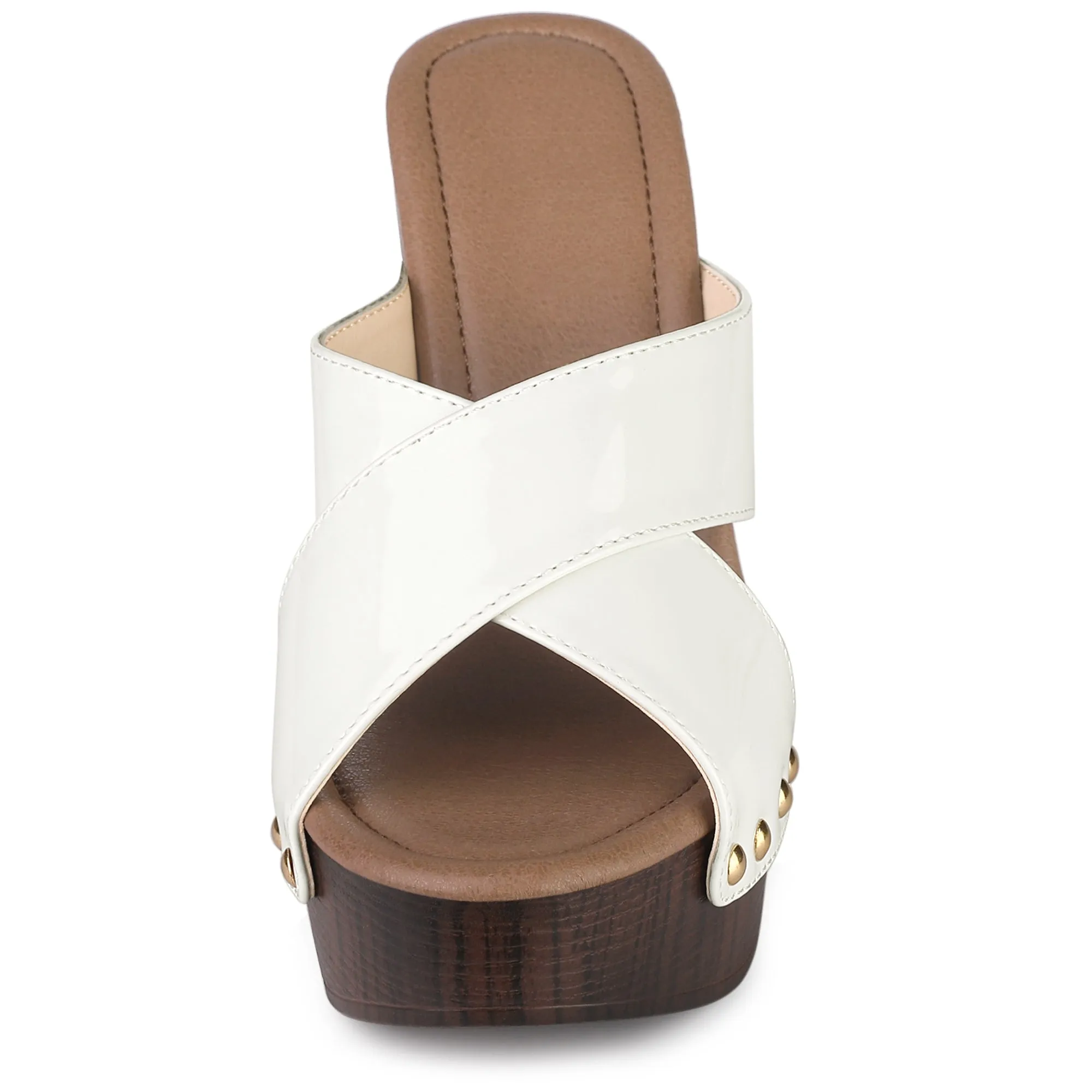 Perphy Criss Cross Strap Platform Block Heel Slipper On Sandals