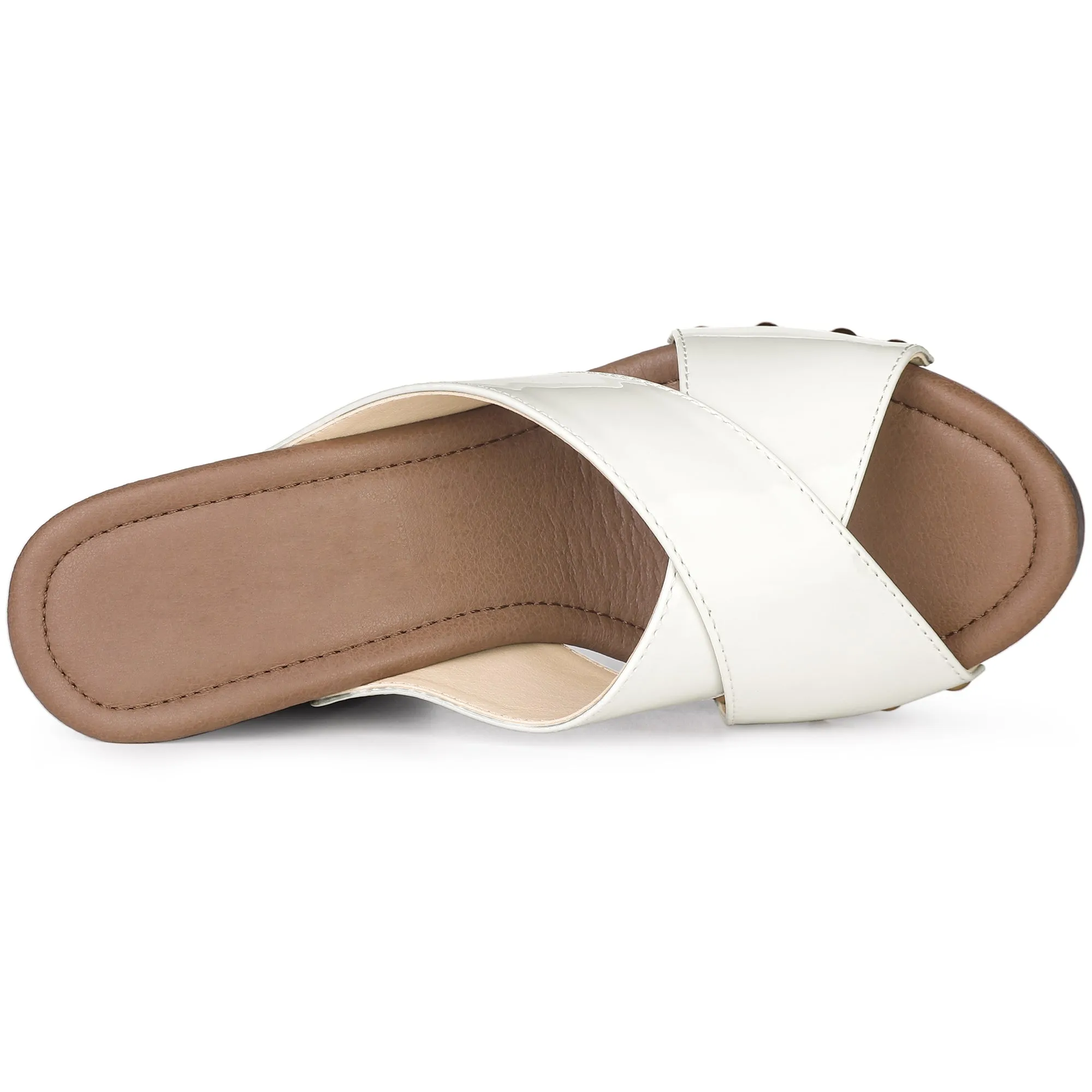 Perphy Criss Cross Strap Platform Block Heel Slipper On Sandals
