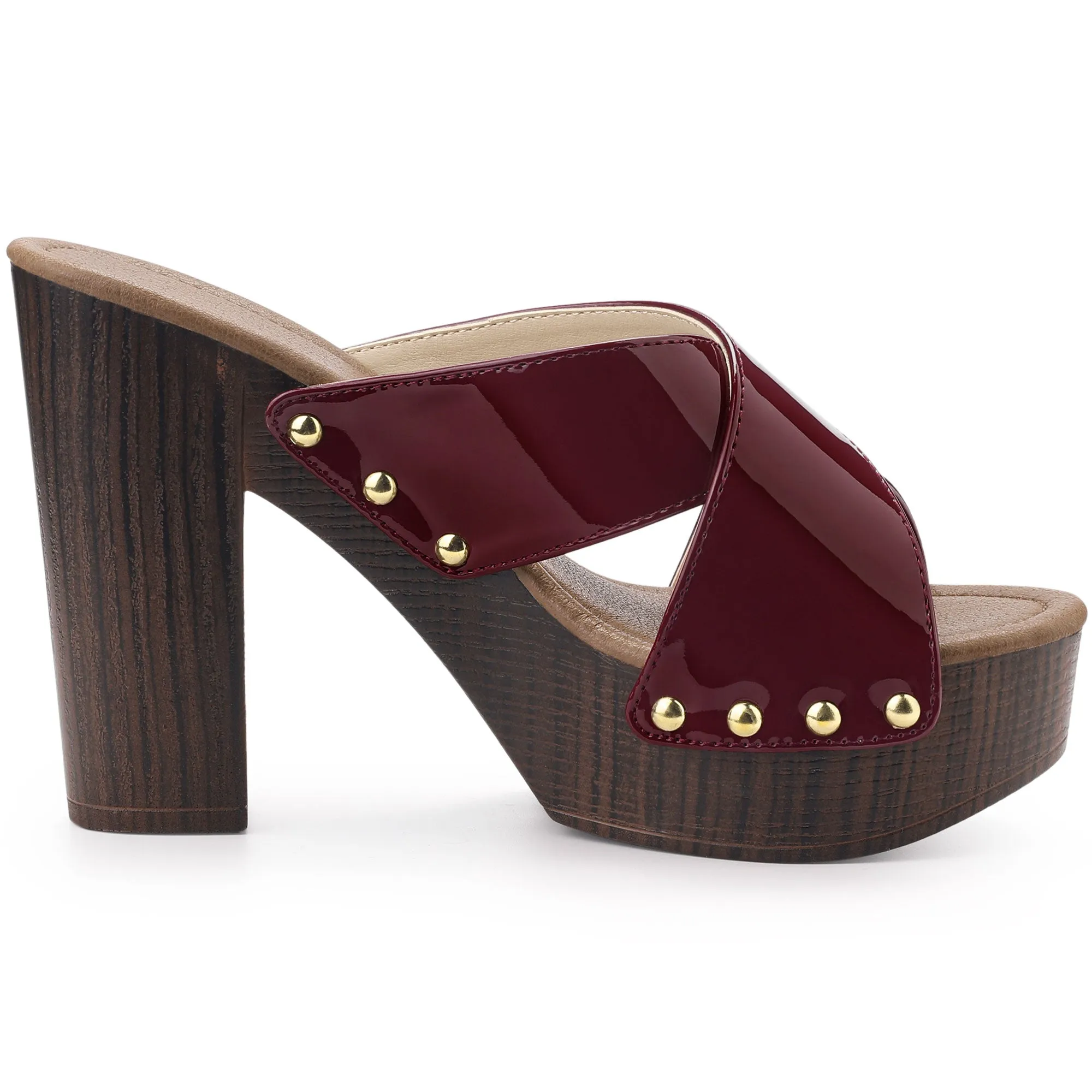 Perphy Criss Cross Strap Platform Block Heel Slipper On Sandals