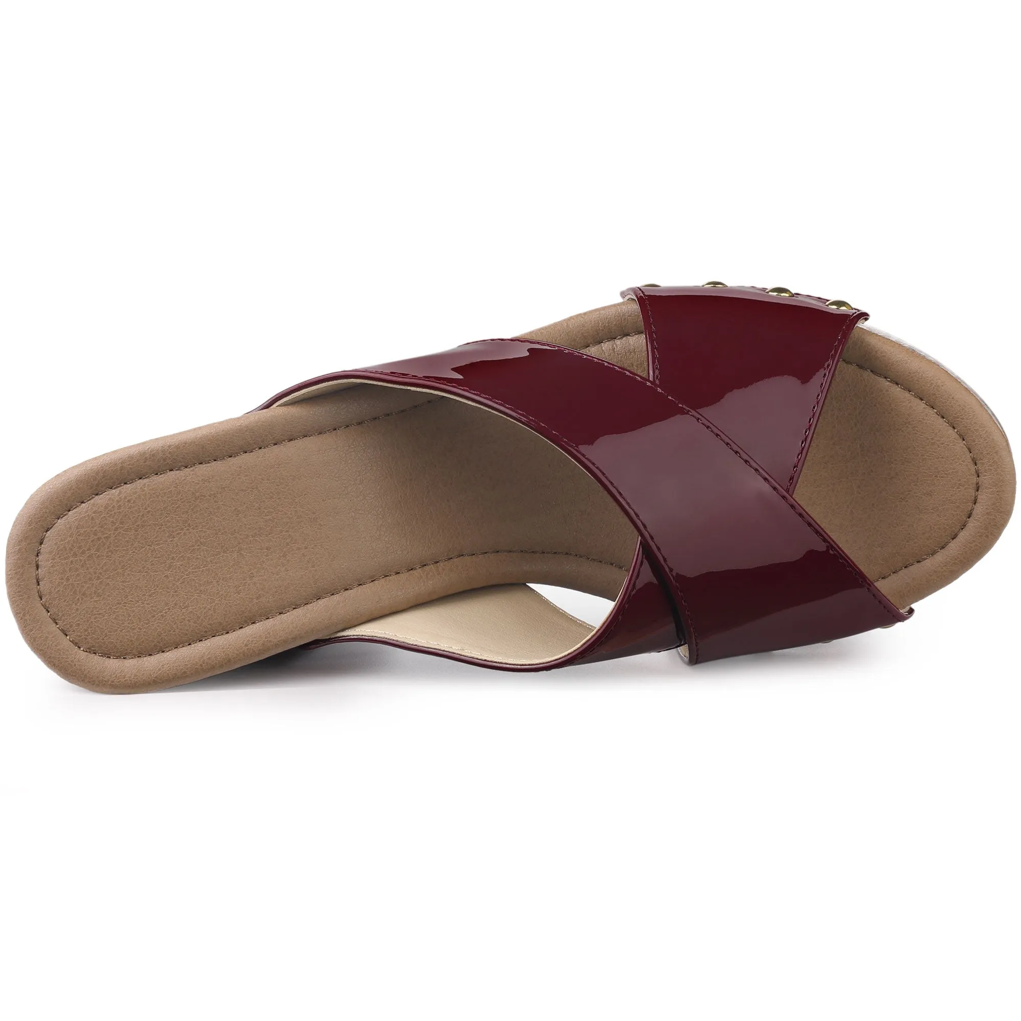 Perphy Criss Cross Strap Platform Block Heel Slipper On Sandals