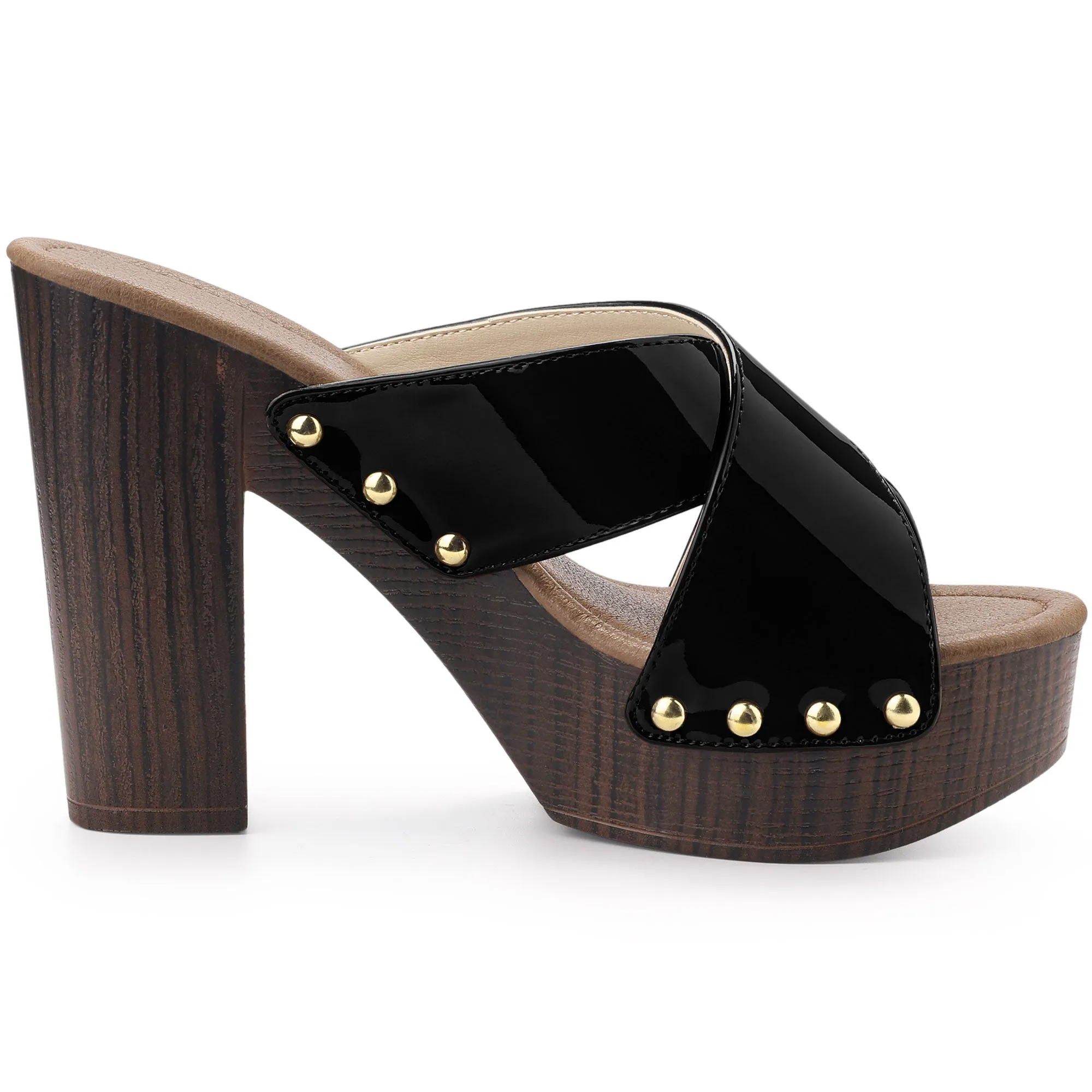 Perphy Criss Cross Strap Platform Block Heel Slipper On Sandals
