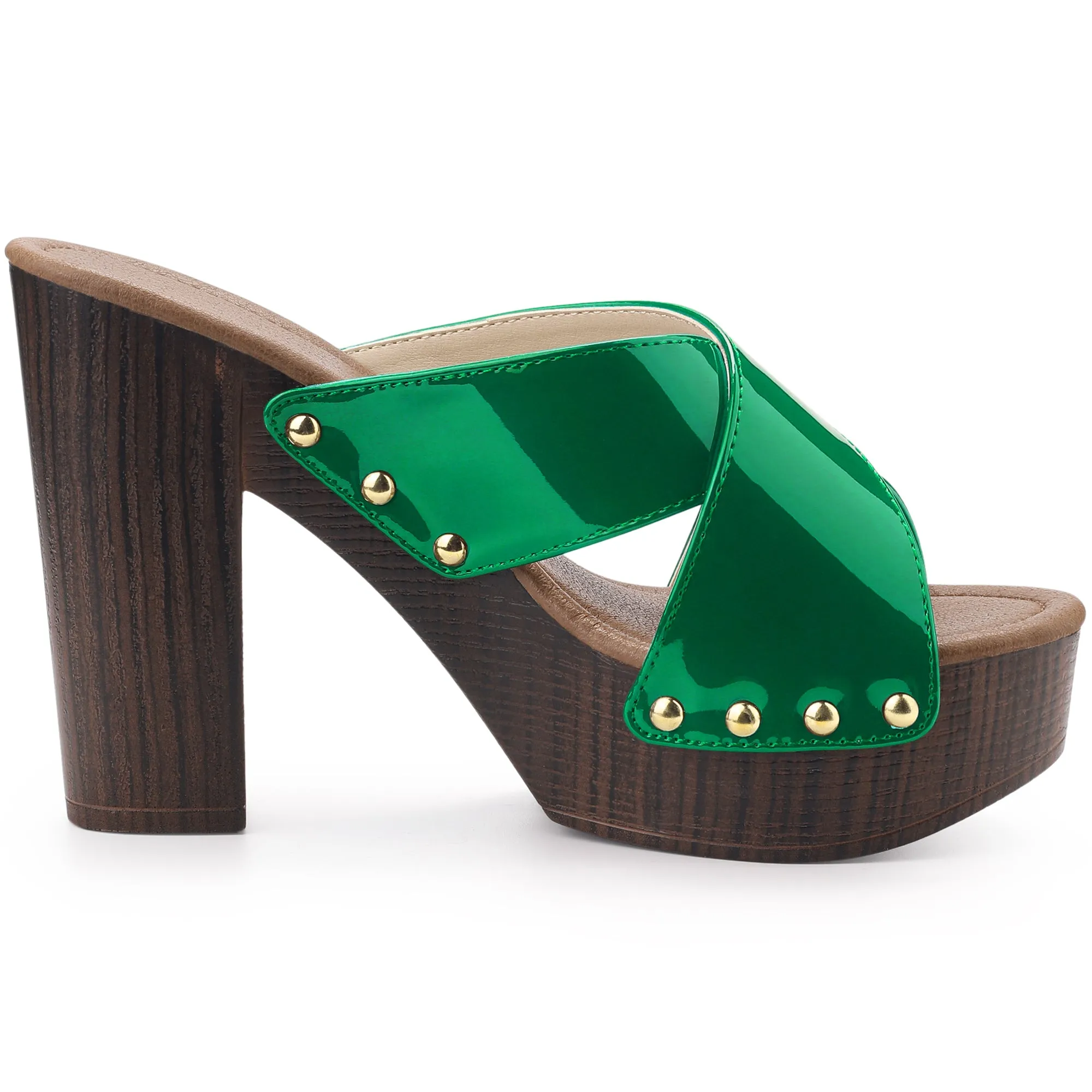 Perphy Criss Cross Strap Platform Block Heel Slipper On Sandals