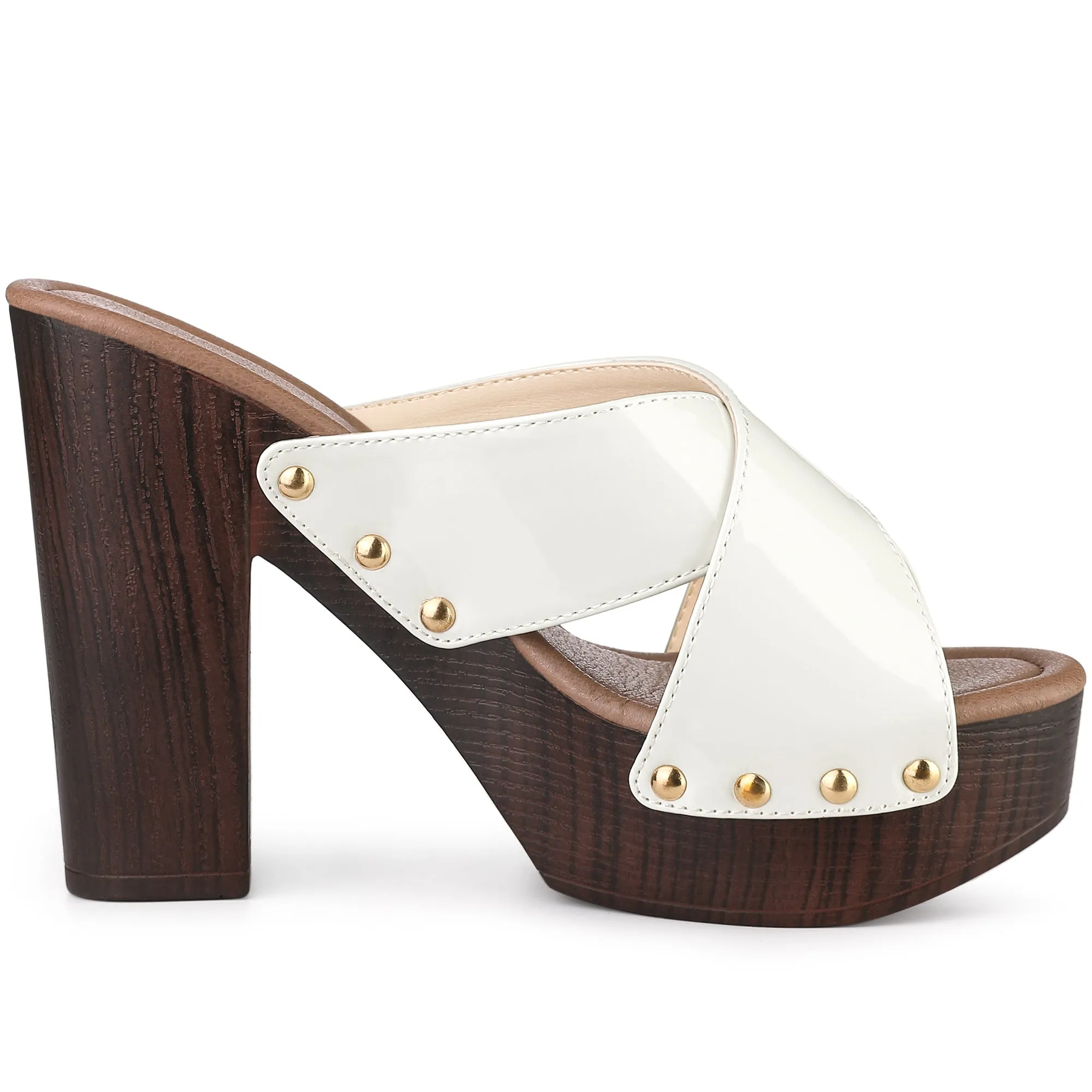 Perphy Criss Cross Strap Platform Block Heel Slipper On Sandals