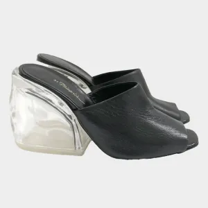 Phillip Lim women's black plexi heeled mules