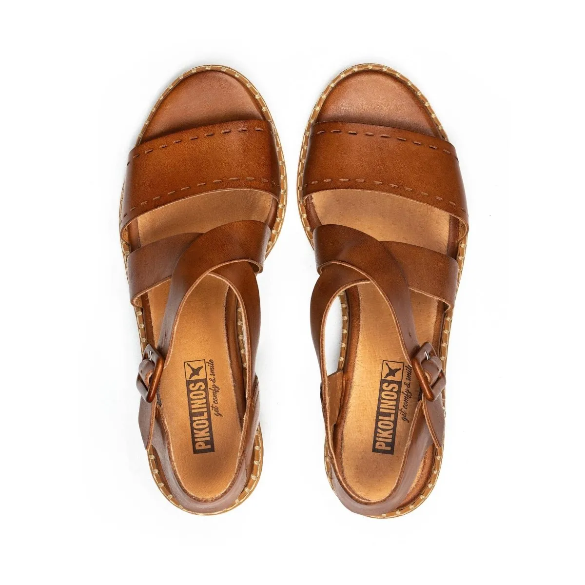 Pikolinos Blanes W3h-1892 Women's Heeled Buckle Closure Sandals In Brandy