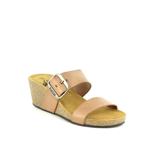 Plakton 363004 Tan Two Strap Wedges