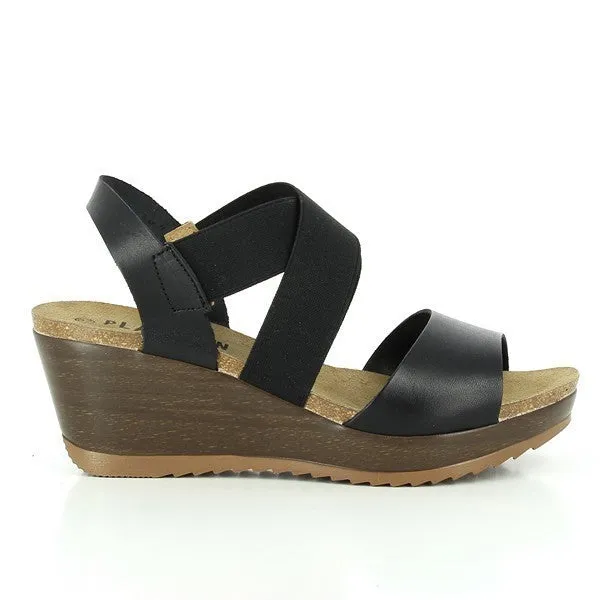 Plakton 525286 Black Cross-Strap Wedges