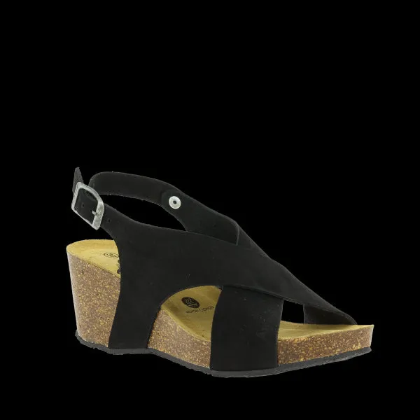 Plakton 885902 Black Cross-Strap Slingback Wedges