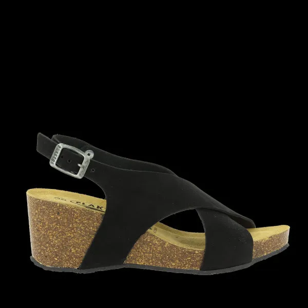 Plakton 885902 Black Cross-Strap Slingback Wedges