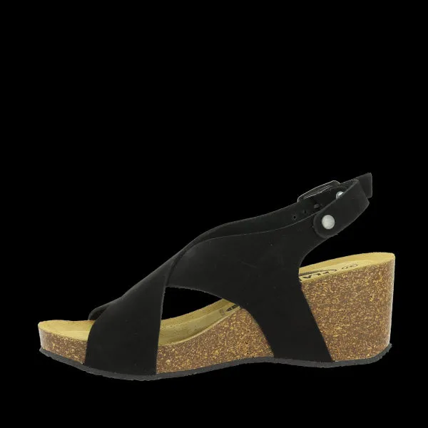 Plakton 885902 Black Cross-Strap Slingback Wedges