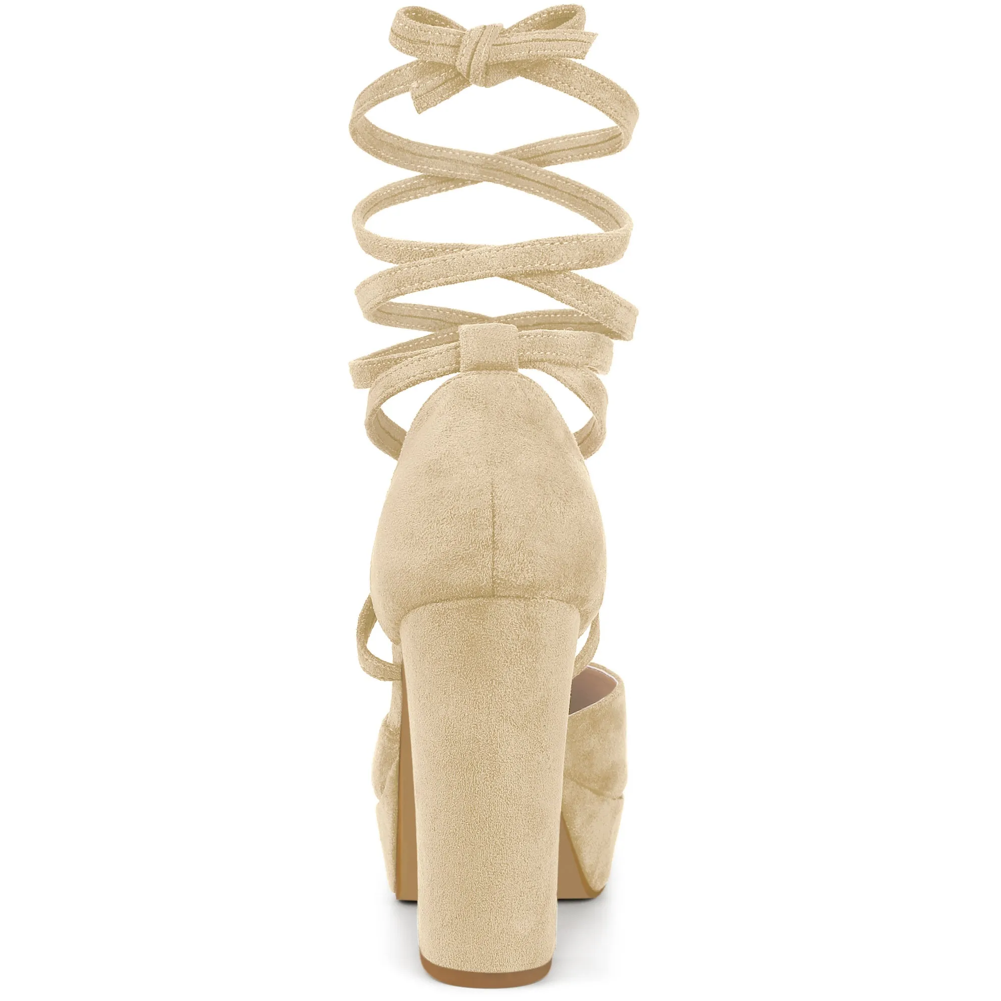 Platform Block Heel Lace Up Pumps Sandals