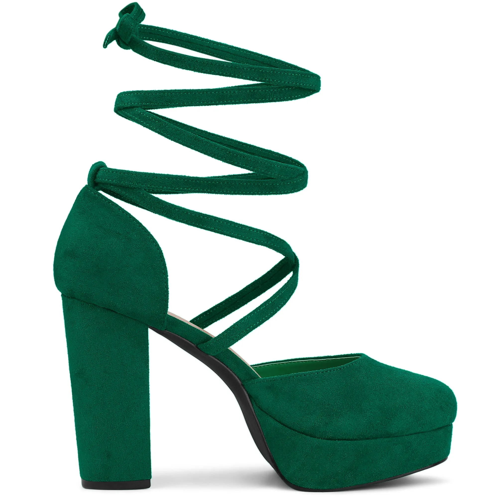Platform Block Heel Lace Up Pumps Sandals