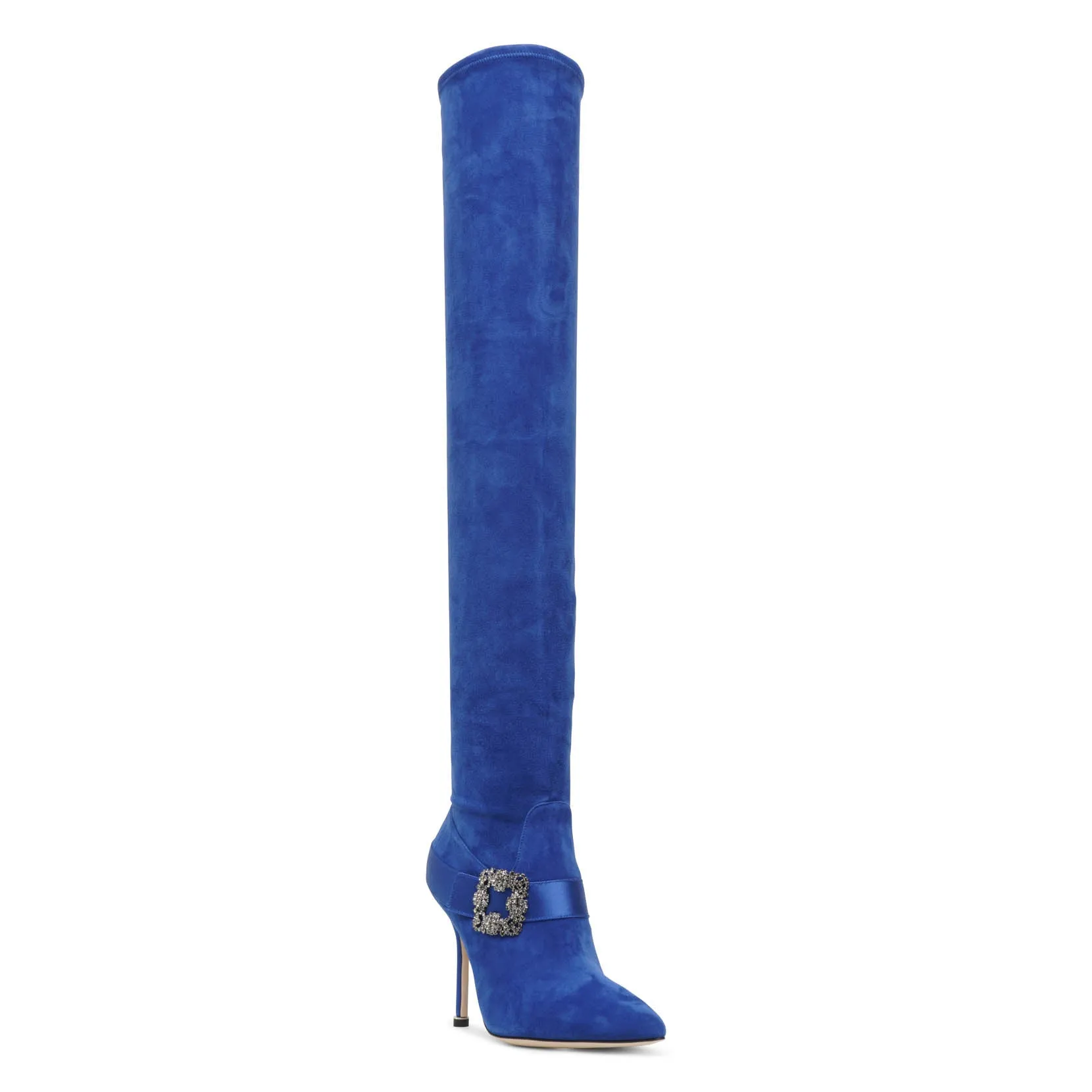 Plinianuthi blue suede over-knee boots