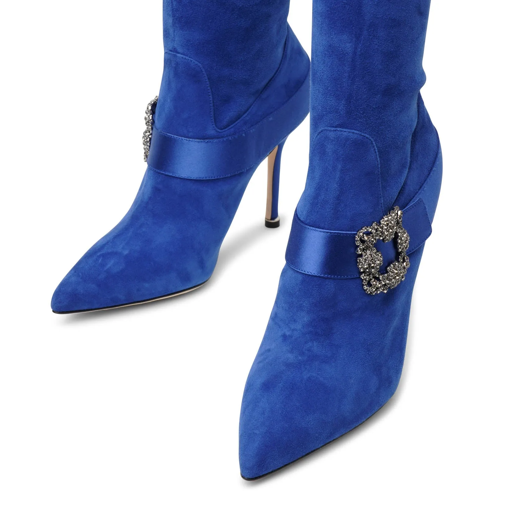 Plinianuthi blue suede over-knee boots