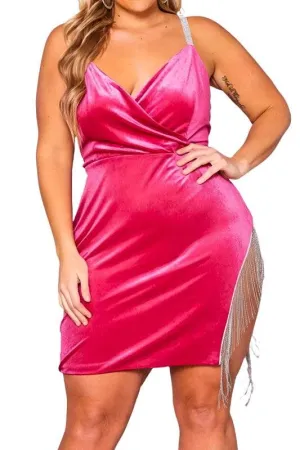 Plus Crystal Detailed Velvet Mini Dress