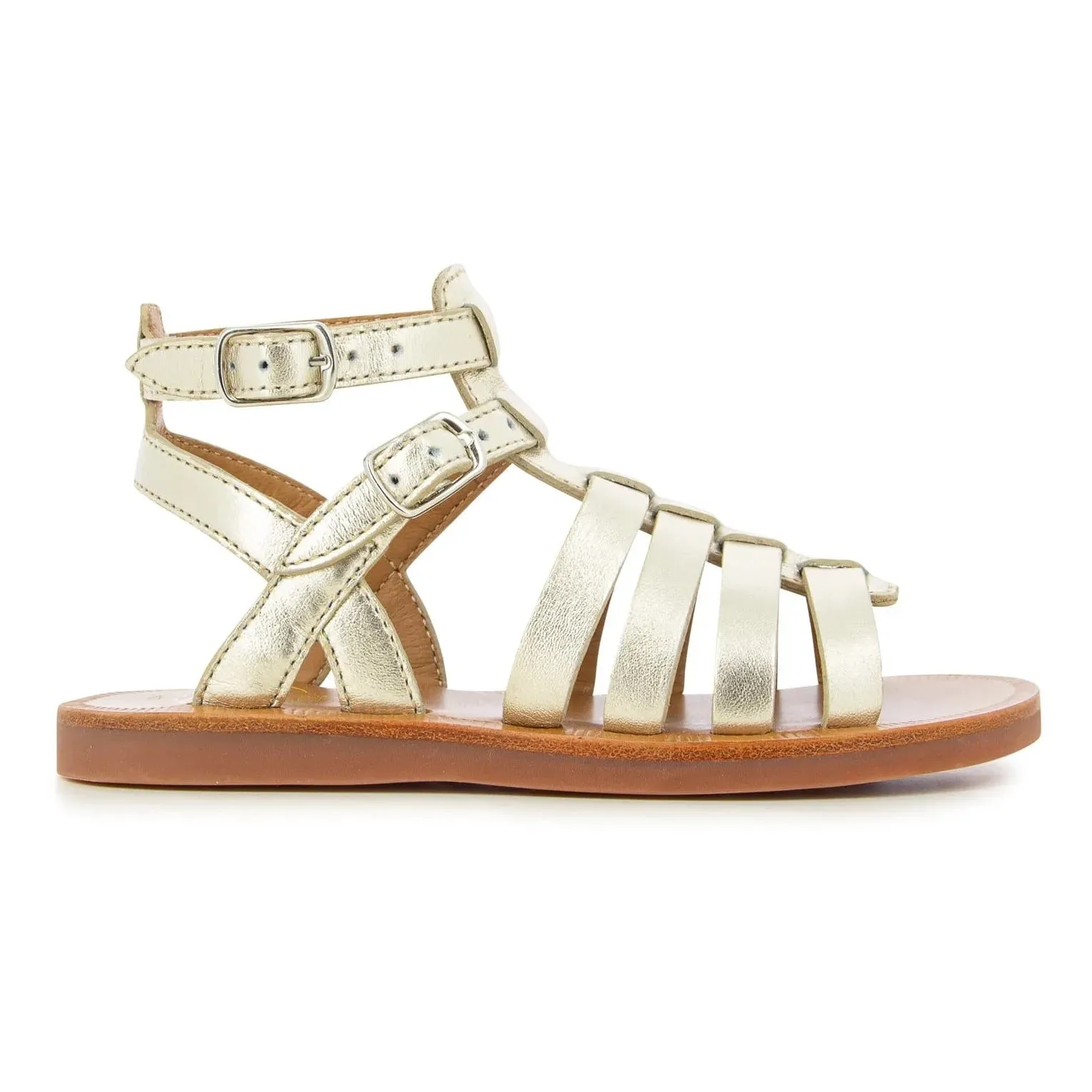 Pom D Api Girl's Platinum Plagette Gladiator Sandals