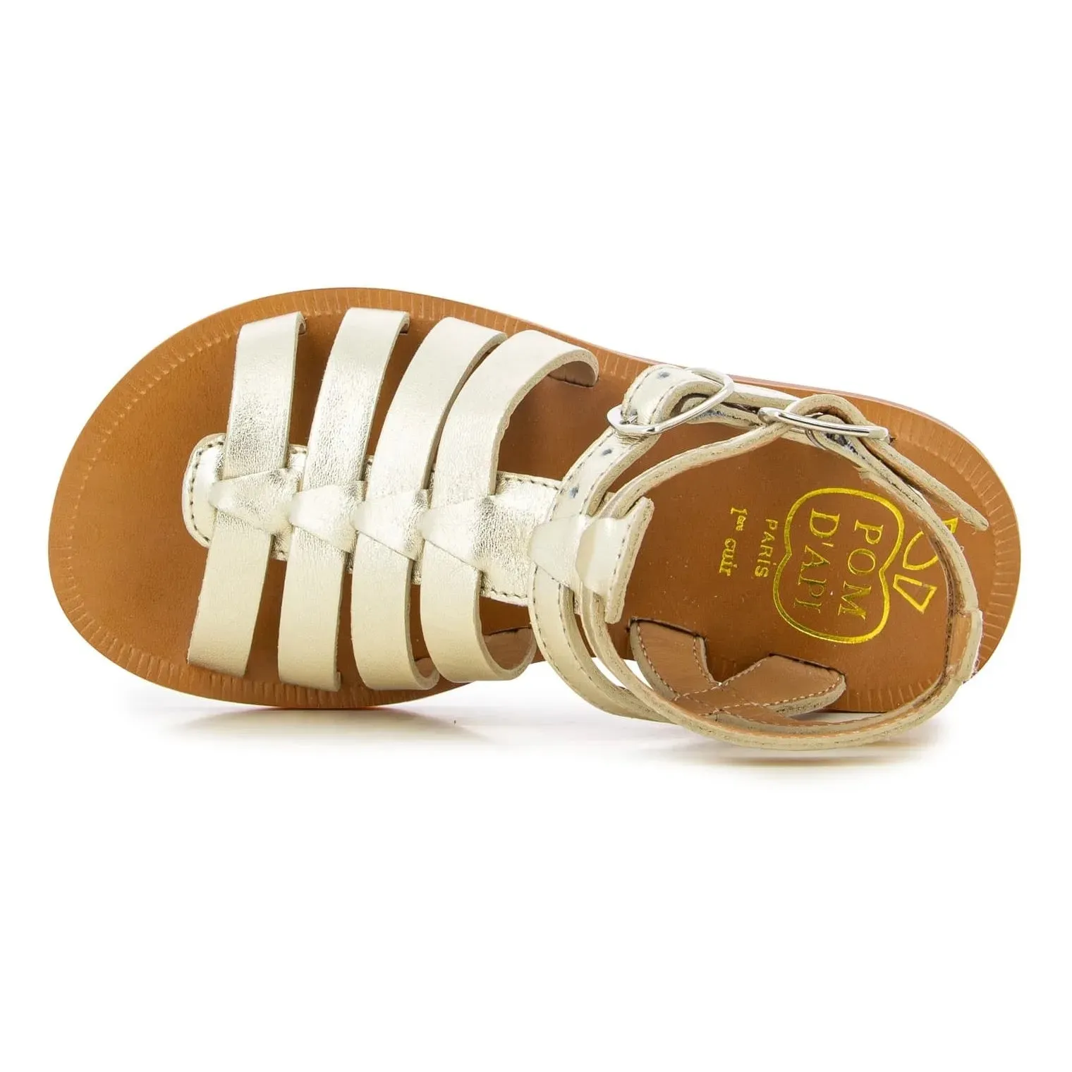 Pom D Api Girl's Platinum Plagette Gladiator Sandals