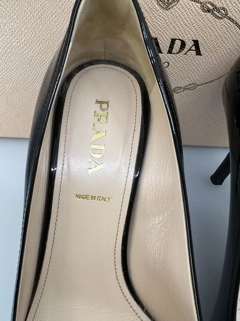 PRADA VERNICE KITTEN HEEL PUMPS