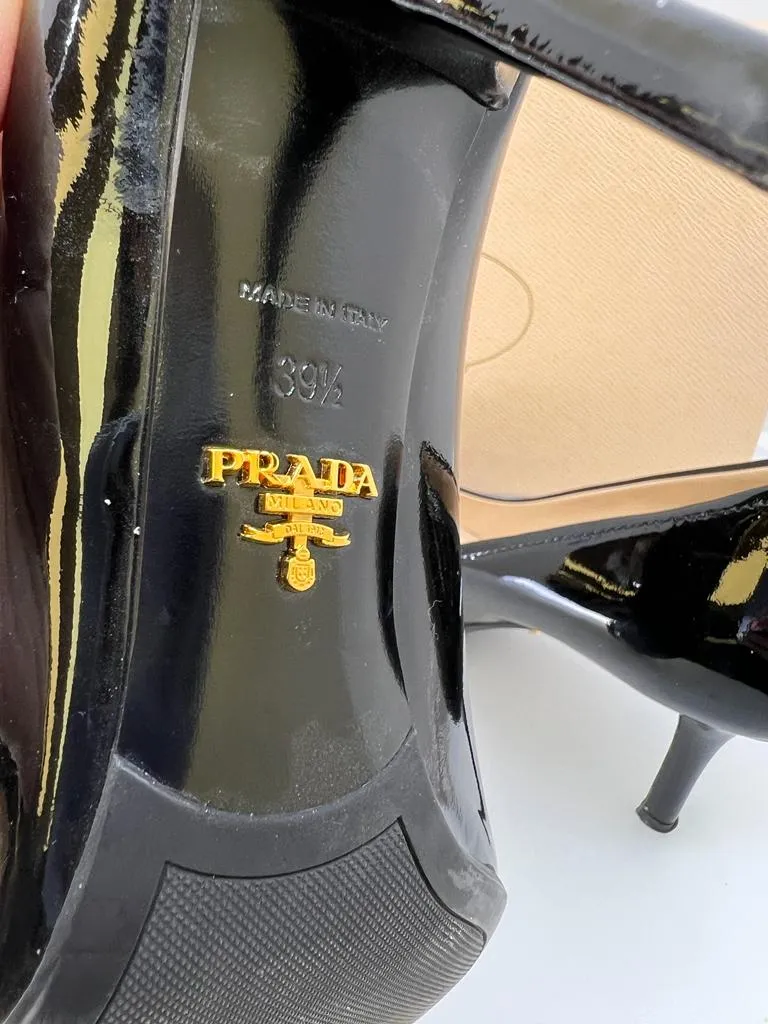 PRADA VERNICE KITTEN HEEL PUMPS