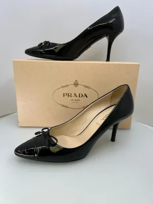 PRADA VERNICE KITTEN HEEL PUMPS
