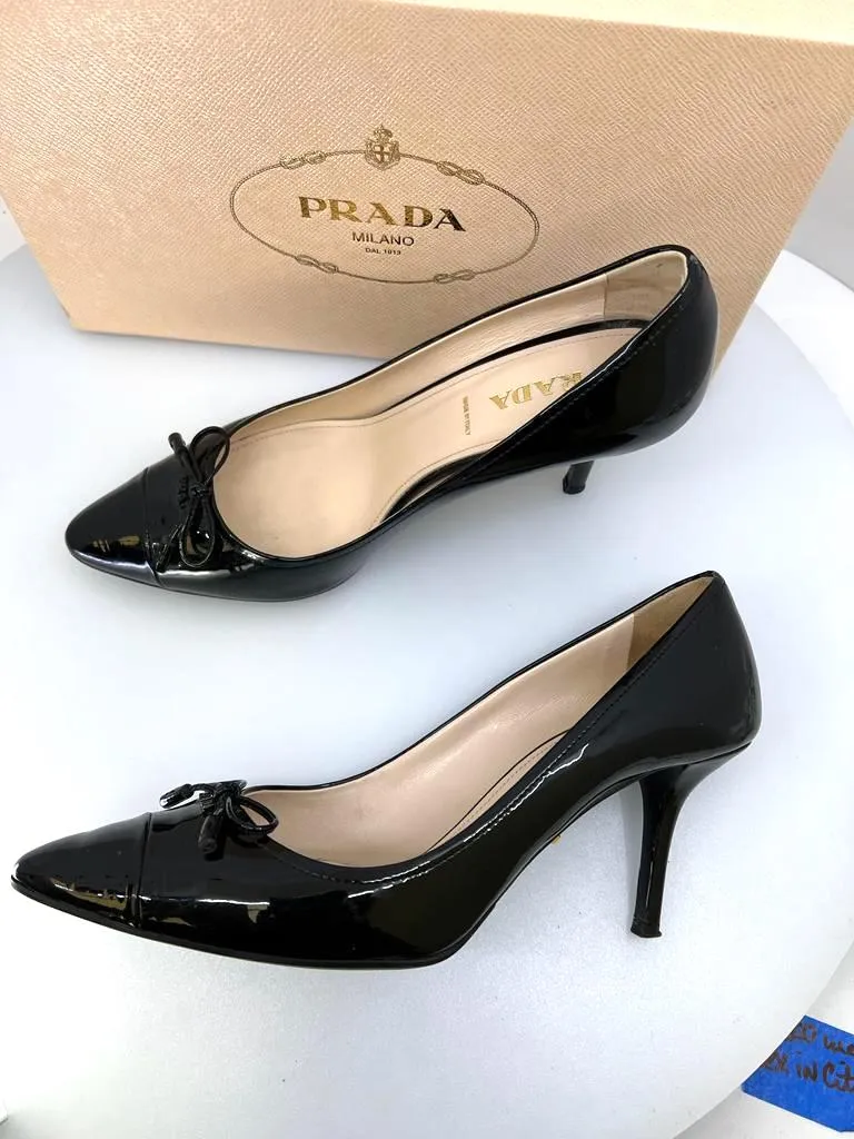 PRADA VERNICE KITTEN HEEL PUMPS