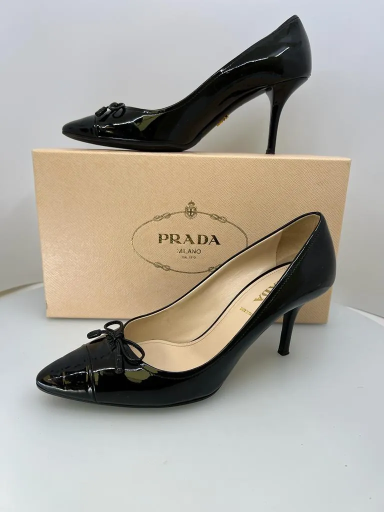 PRADA VERNICE KITTEN HEEL PUMPS