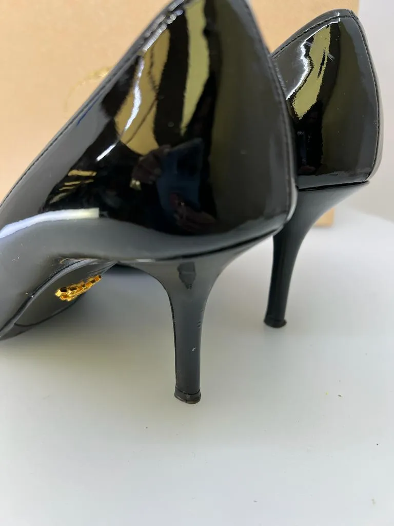 PRADA VERNICE KITTEN HEEL PUMPS