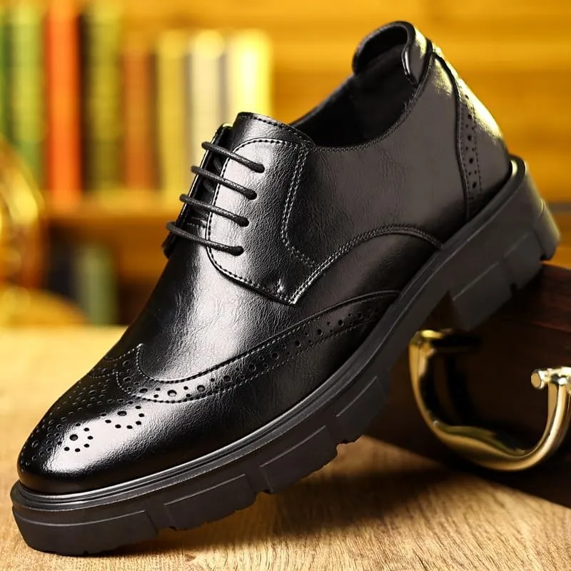 Premium Derby Style Dress Shoes for Men - Smooth Leather Business Casual Shoes with Cushioned Arch Support, Wedding & Interview Appropriate