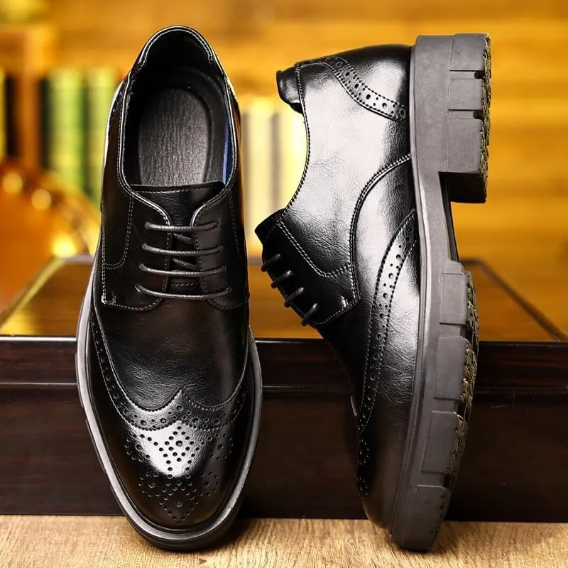 Premium Derby Style Dress Shoes for Men - Smooth Leather Business Casual Shoes with Cushioned Arch Support, Wedding & Interview Appropriate