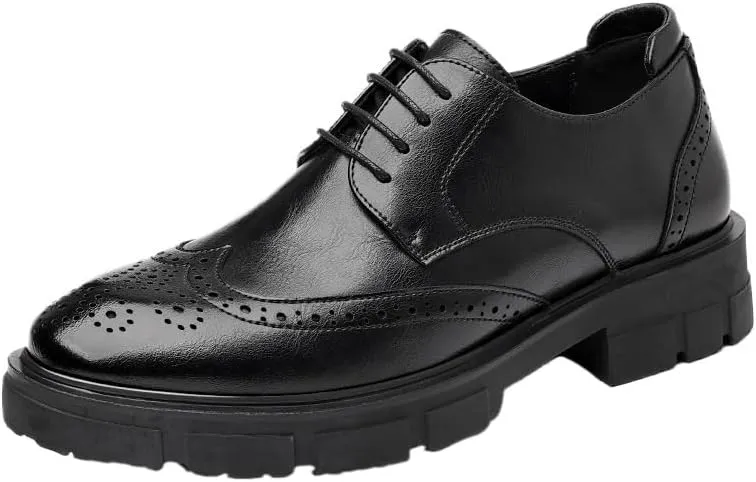 Premium Derby Style Dress Shoes for Men - Smooth Leather Business Casual Shoes with Cushioned Arch Support, Wedding & Interview Appropriate