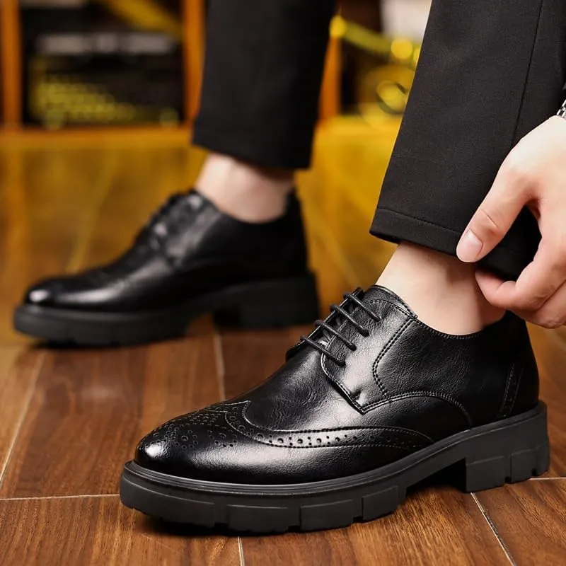 Premium Derby Style Dress Shoes for Men - Smooth Leather Business Casual Shoes with Cushioned Arch Support, Wedding & Interview Appropriate