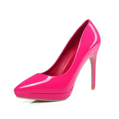 PU Pointed High Heels Court Shoes