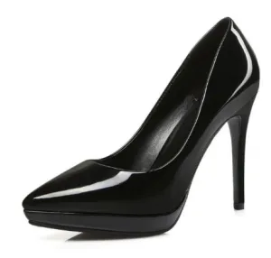 PU Pointed High Heels Court Shoes