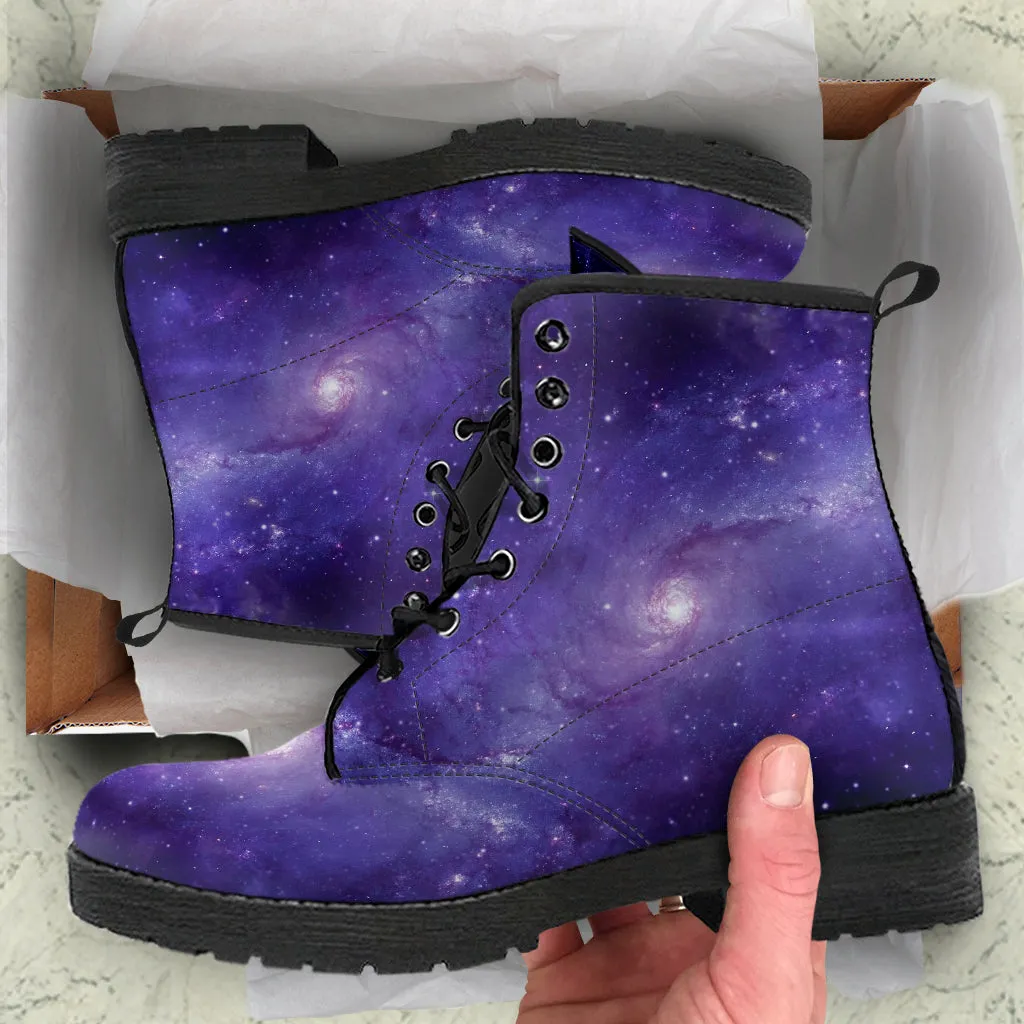 Purple Combat Boots - New Galaxy Shoes | Purple Boots for Women, Vegan Leather, Women's Boots, Custom Shoes, Cute Kawaii Aesthetic Wedding Shoes Bride