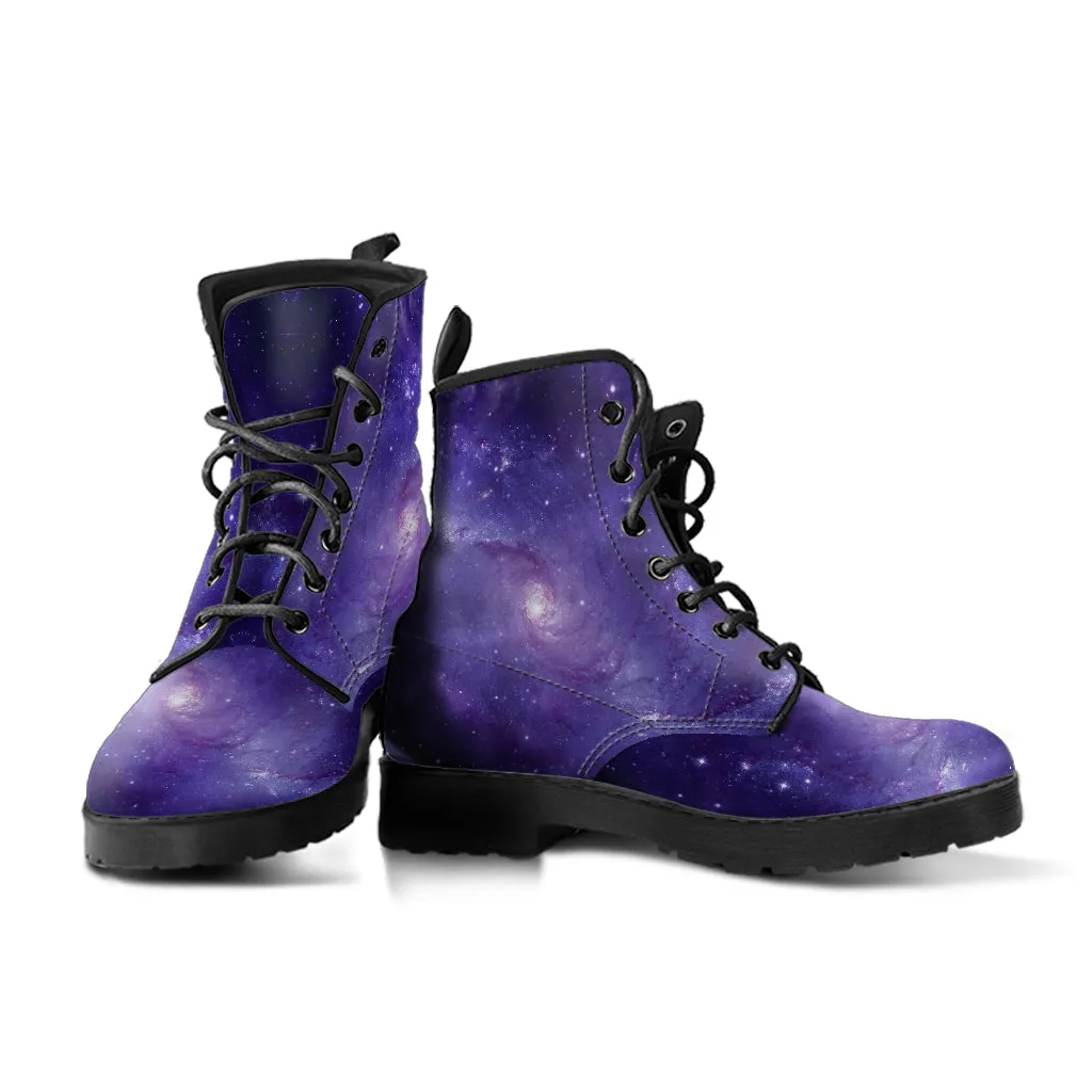 Purple Combat Boots - New Galaxy Shoes | Purple Boots for Women, Vegan Leather, Women's Boots, Custom Shoes, Cute Kawaii Aesthetic Wedding Shoes Bride