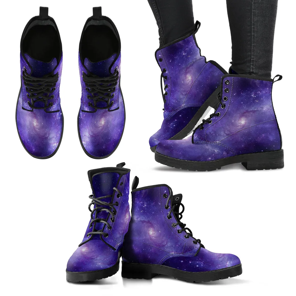 Purple Combat Boots - New Galaxy Shoes | Purple Boots for Women, Vegan Leather, Women's Boots, Custom Shoes, Cute Kawaii Aesthetic Wedding Shoes Bride