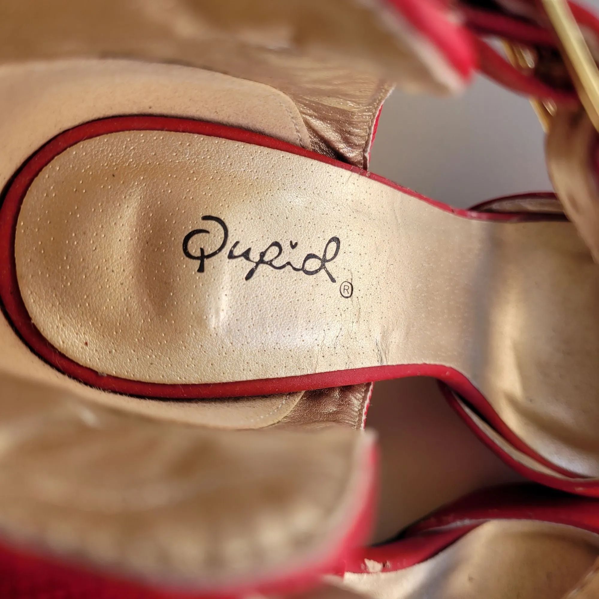 Qupid Women's Size 6 Red Open-toe Ankle Strap High Heels